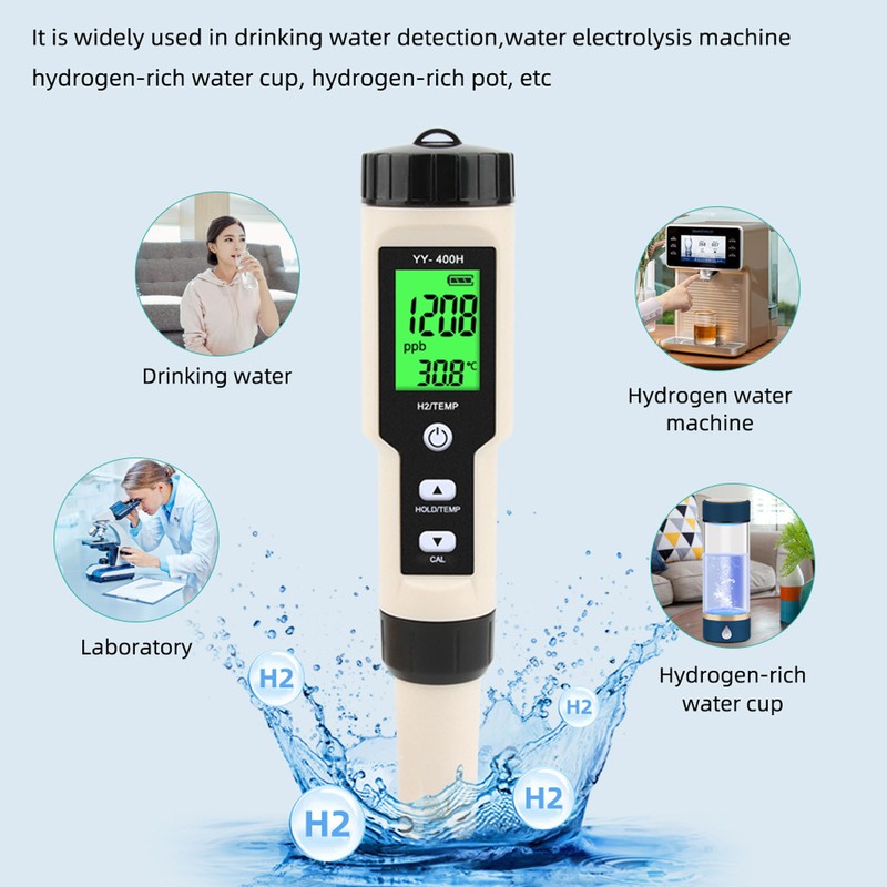 Water Tester 2 in 1 Detachable Probe Design ABS LCD