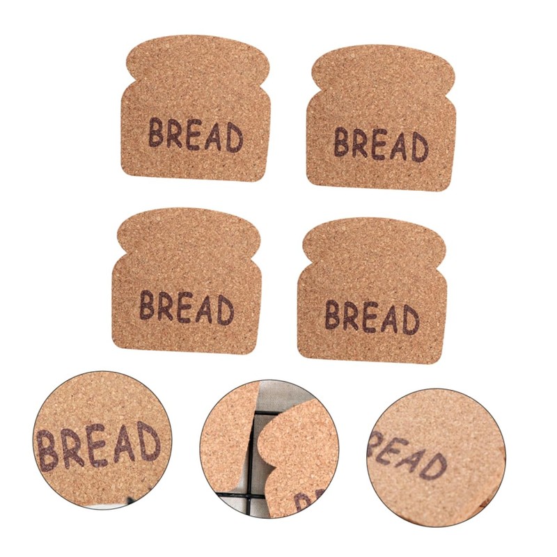 Ciieeo 1set Wooden Cup Pads Heat Resistant Cork Coasters Bread