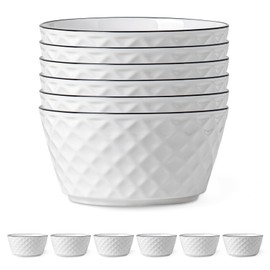 Yeacccng Cereal Bowls Set of 6, 30oz Ceramic Soup Bowls, Scratch-Resistant, Lead-Free, 6 inch White Cereal Bowls for Oatmeal, Salad, Pasta, Soups, Dessert Snacks, Fruits, Dishwasher & Microwave Safe