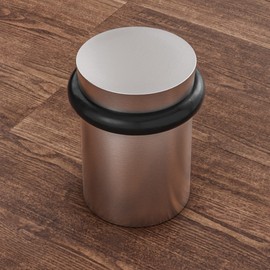 NYCO - Floor Door Stopper Chrome Door Stop - Classy Solid Steel Modern Heavy Duty Door Stoppers - Floor Mount Anchor Screw - Wall Protector for Commercial Door (1.5 Inch Satin Chrome Finish)