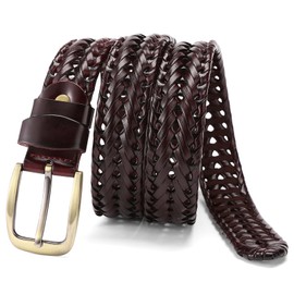 SENDEFN Leather Braided Belts for Men, 1 3/8" Casual Woven Leather Belt for Men Jeans Golf Dress Pants with Gift Box