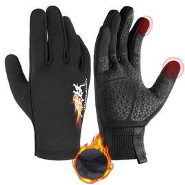 HANDLANDY Winter Running Gloves for Men Women, Thermal Liners Anti-Slip Touchscreen Gloves, Windproof Cold Weather Gloves for Cycling Biking Sporting, M