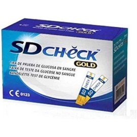 SD CHECK Tiras Reactivas para Medir Glucosa en Sangre Glucómetro SD Check Gold Caja con 50 Piezas