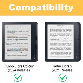 E NET-CASE Stand Case for Kobo Libra Colour (2024) / Kobo Libra 2 (2021) 7" eReader - Premium PU Leather Stand Cover Auto Sleep/Wake with Card Slot and Hand Strap, Black
