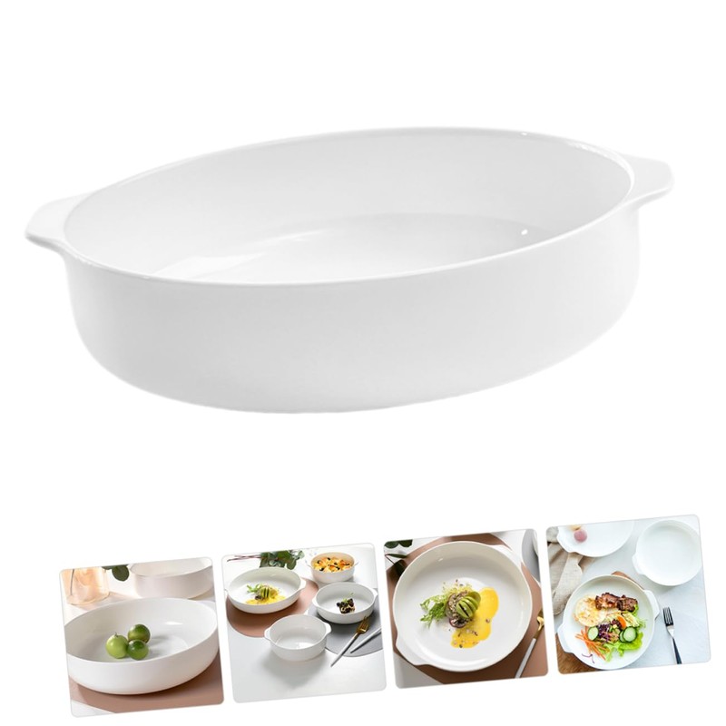 Ipetboom Ceramic Pan with Double Handles Deep Baking Dish for