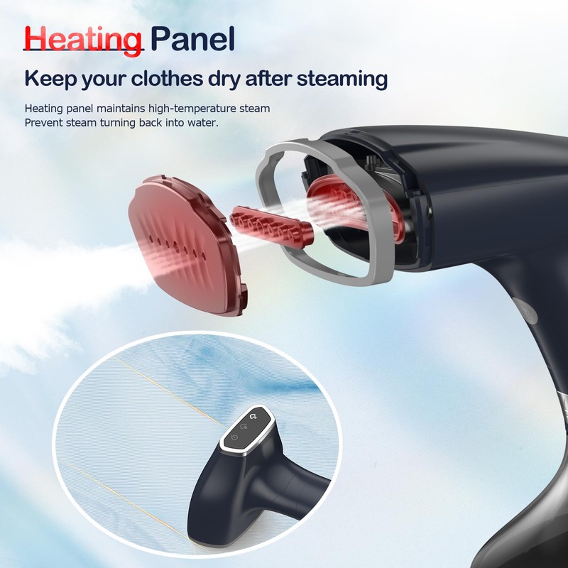 BEAUTURAL Handheld Garment Steamer for Clothes, Handheld steamer with Foldable
