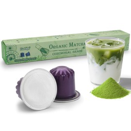 Matcha Green Tea Capsule Ceremonial Grade, Recyclable Original Line Aluminium Capsules,100% Nespresso Compatible Pods,10 Count (Pack of 1)