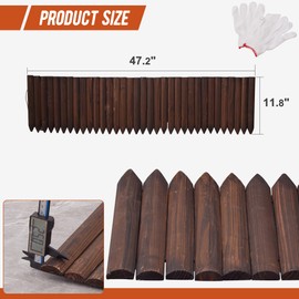 Garden Edging Border Wood Fence Border for Yard Patio Path Edging Decorative Landscape Edging Flower Bed Fence, 3pcs