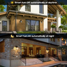 Brightever 2-Pack Dusk to Dawn Outdoor Wall Lantern, Exterior Light Fixtures with Photocell Sensor, Black Wall Light Waterproof, Waterfall Glass Outside Wall Sconce for Porch House Garage