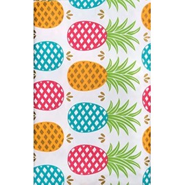 Vividly Colored Tropical Lattice Pineapples PEVA Vinyl Flannel Back Tablecloth (70 Round)