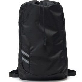 Pander Drawstring Backpack with Adjustable Shoulder Straps, Slim Gym Cinch Sack with Side Zipper Pocket, Machine Washable Polyester Daypack for Travel & Workout, Black