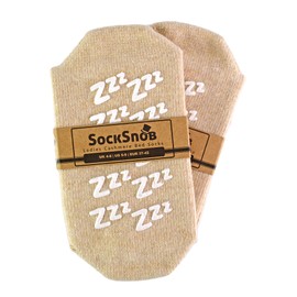 Sock Snob - Ladies Warm Non Slip Cashmere Wool Blend Slipper Bed Socks with Zzz Grips (4-8, Beige)