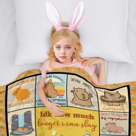 Gaakvrr Cute Capybara Blanket, Capybara Blankets Throw Flannel Bed Throw Cozy Lightweight Plush Gifts for Kids Boys Girls Sofa Couch Bedroom All Season, Home Decor 100x130cm(40x50 Inch)