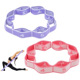 Girldate Set of 2 Ballet Stretch Bands, Stretch Bands, Fitness Bands, High Elasticity with 8 Adjustable Intensity Levels Models, for Yoga, Dance, Gymnastics, Ballet, Taekwondo, Etc., Non-irritating