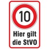 Sign "Hier gilt die StVO 10 kmh fahren" Aluminium Composite