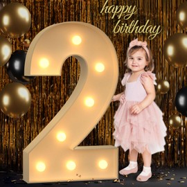 Marquee Light Up Numbers, 3FT Light Up Numbers, Marquee Numbers, Mosaic Numbers for Balloons, Large Numbers for Birthday Party Decorations Anniversary, Foam Board Number Balloons 2