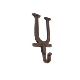 Handcrafted Nautical Decor Rustic Copper Cast Iron Letter U Alphabet Wall Hook 6"