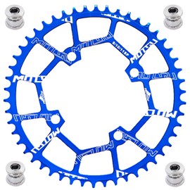 YBEKI 30T 32T 34T 36T 38T 40T 42T 44T 46T 48T 50T 52T Chainring 104BCD Round Oval Narrow Wide Single Bike Chainring for 8 9 10 11 Speed Mountain Bike Road Bike MTB BMX (Blue Round, 52T)