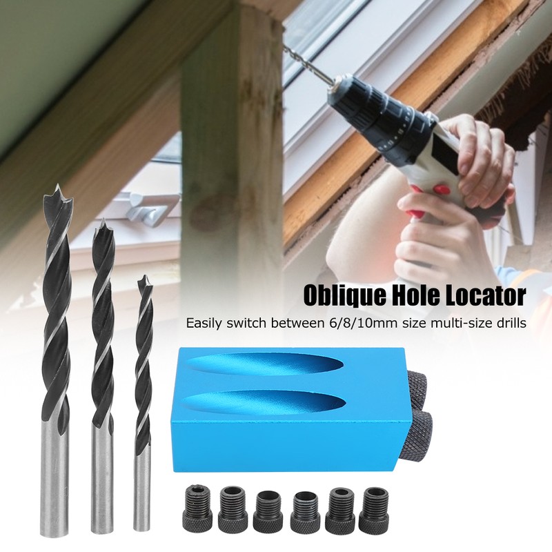 14Pcs Oblique Drill Hole Locator Set 15° Angle Durable Woodworking