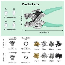 Eyelet Punch Kit With160 PCS Metal Grommets & Storage Case, Fabric/Leather Hole Puncher Grommet Tool for DIY Clothes, Shoes, Bags, Pvc Banners, Tarpaulins, Cardboard