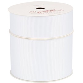 Zofrud 2 Rolls White Grosgrain Ribbon Pack 1"x 10Yds and 2" x 10 Yds, 20 Yards Total - Ideal for Sewing, Gift Wrapping, Crafts and Wedding Decoration