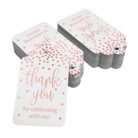 Inkdotpot Thank You For Celebrating With Me Birthday Bottle Tag Real Rose Gold Foil Favor Hang Tags Pack Of 50