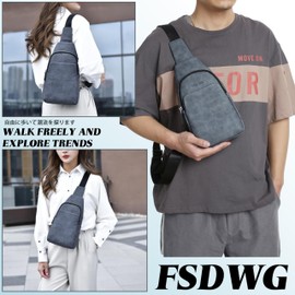 FSDWG Leather Body Bag, Crossbody Bag, Large Capacity, Left and Right Handed, Waterproof, Popular Brand, Genuine Product, blue a