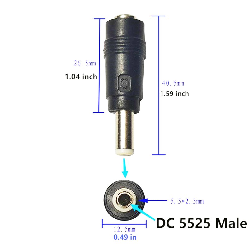 FENGHAISHUN DC5521 Female to 5525 Male DC Power Adapter Connector