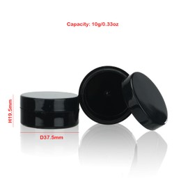 COSIDEA 25pcs empty 10g Black round small plastic cosmetic jar pot containers for makeup lip balm powder sample wholesale bulk 0.33 OZ cream jars with lids travel container bottles packing