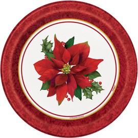 Holly Poinsettia Holiday Dessert Plates, 8ct