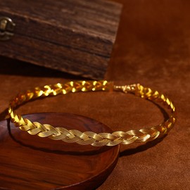 PartyforU Gold Viking Celtic Circlet - Viking Medieval Braided Vintage Crown for Men Women Renaissance Cosplay Accessories