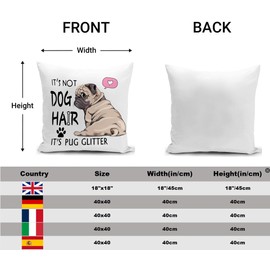 HUASHUZI Pug Dog Cushion Cover Pug Lovers Gift for Women Mum Mothers Day Decorations Throw Pillow Case Decor Home for Livingroom Couch Sofa 18"x18"(45x45cm)
