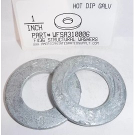 AMERICANINTEGRATEDSUPPLY.COM 1 INCH FLAT STRUCTURAL WASHERS F436 STEEL HOT DIP GALVANIZED 2 IN OD (10)