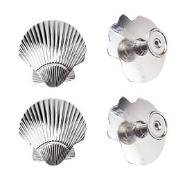 SGYUNQ Seashell Cabinet Knobs, Silver Coastal Drawer Knobs for Dresser Drawers, Cabinet Knobs for Wardrobe Cupboard Kitchen Pulls Handles Home Decorative Knob,4 PCS