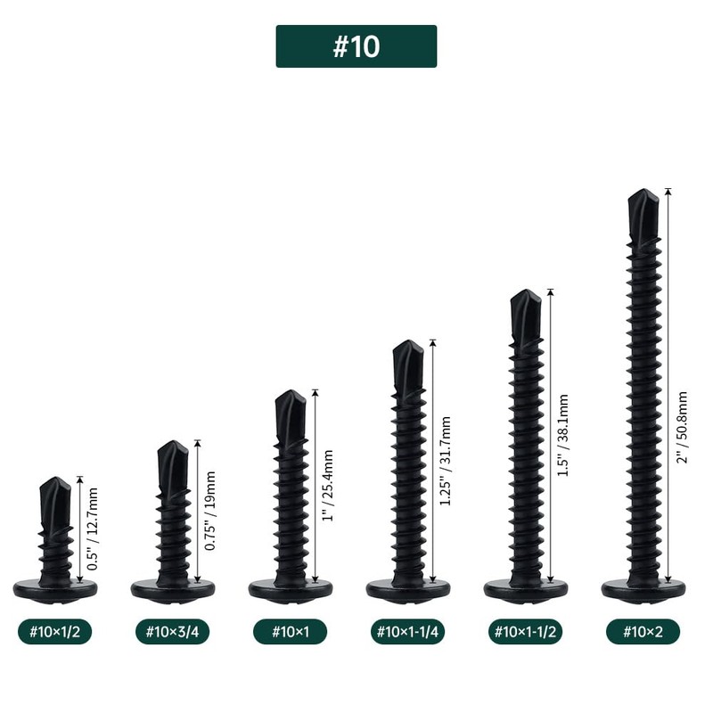 #10 x 1-1/2" Black Truss Head Self Drilling Screws (50