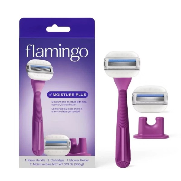 Flamingo Moisture Plus Women's Razor with 2 Razor Blade Cartridges
