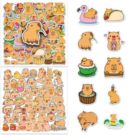 XUZOPIM Capybara Stickers Pack of 100 Waterproof Vinyl Stickers for Laptop, Bumper, Water Bottles, Computer, Phone, Protective Helmet, Car Stickers, Adults, Teenagers, Children for Stickers