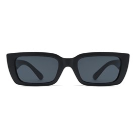 YAMEIZE Sunglasses Women Vintage Retro Trendy Rectangle UV400 Protection Rave Party Sun Glasses Black Grey