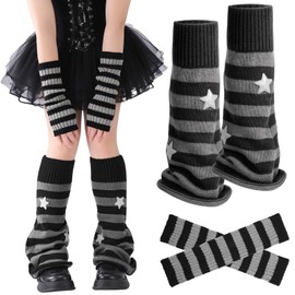 Jspupifip Y2K Leg Warmers for Women, Star Arm Warmers Streetwear Leg Cover Retro Stretchy Dance Accessories for Japanese Harajuke Cosplay Lolita Rave Festival, Anime Cosplay, Aesthetic Outfit