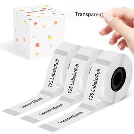 Clear D30 Label Tape, Black on Transparent, Self-Adhesive Label Maker Tape, Multi-Purpose Label Maker Tape for D30 Label Maker, 14mm x 40mm (0.55 x 1.57 Inch) 125 Labels/Roll