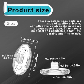 12 Pairs Replacement Nosepieces Nose Pads, Push-in Nose Piece Replacement, Eyeglass Nose Pads, Anti-Slip, Clear
