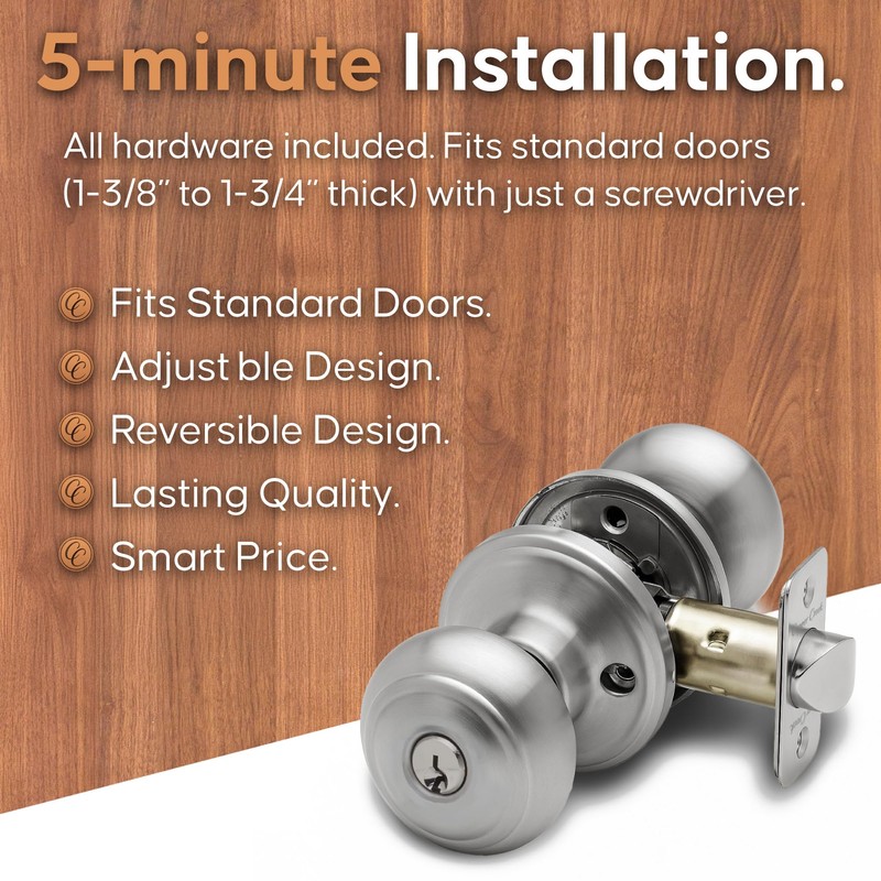 Copper Creek Colonial Entry Door Knob – Keyed Entry Handle