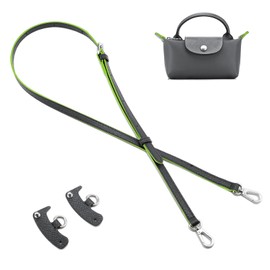 QIUTIMIY Leather Handbag Strap, Shoulder Bag Straps Replacement For Longchamp Purse Bags, Crossbody Adjustable Shoulder Strap(Graphite Gray-Sliver)