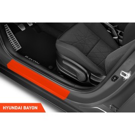Luxshield Car Door Sill Protector for Hyundai Bayon I 2021-2025 - Protective Film Car Door Accessories Trim Paint Protection Film Carbon Black
