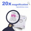 PracFlairy 20x Pocket Magnifier, 2PCS Mini Folding Magnifiers, Rotating and