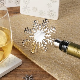 Twine Holiday Snowflake Bottle Metal Stoppers, Wine Toppers, Glass Wine Stopper, Wine Stoppers Cute, Wine Bottle Stoppers, Decorative Wine Stoppers, Silver, Set of 1
