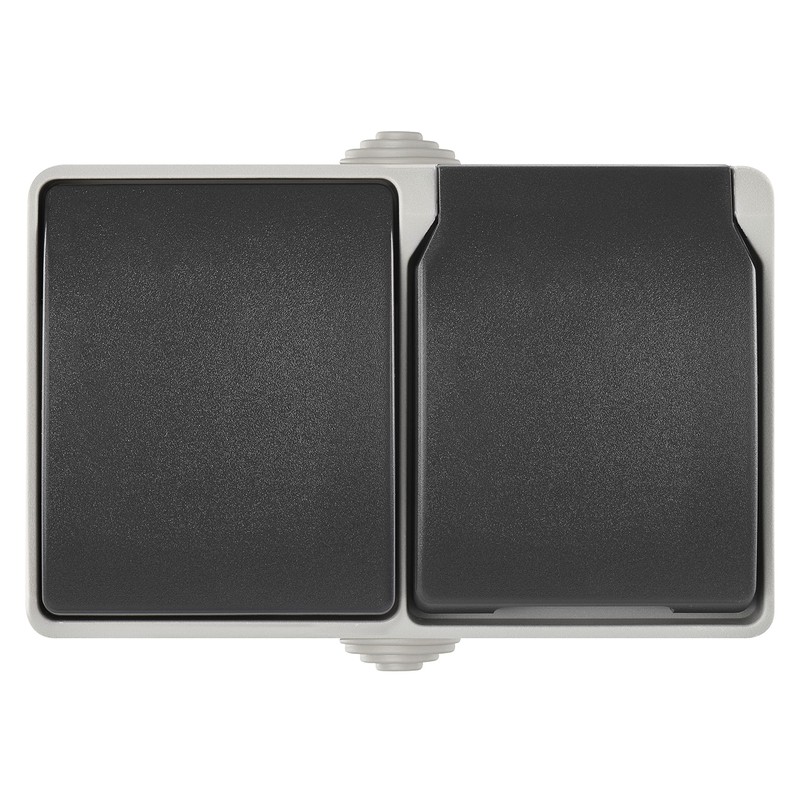 EMOS Toggle Switch and Socket with Protective Contact, Surface-Mounted Combination