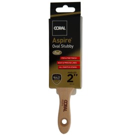 Coral 31753 Aspire 2 inch Paint Brush Professional Firm Angled Cut with Oval Stubby Short Profile for Fast Accurate Cutting-in Ultra-Smooth Finish with Trade Emulsion or Gloss FSC Wood Handle