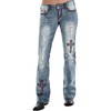 Bootcut Jeans for Women Mid Rise Ripped Distressed Embroidered Cross
