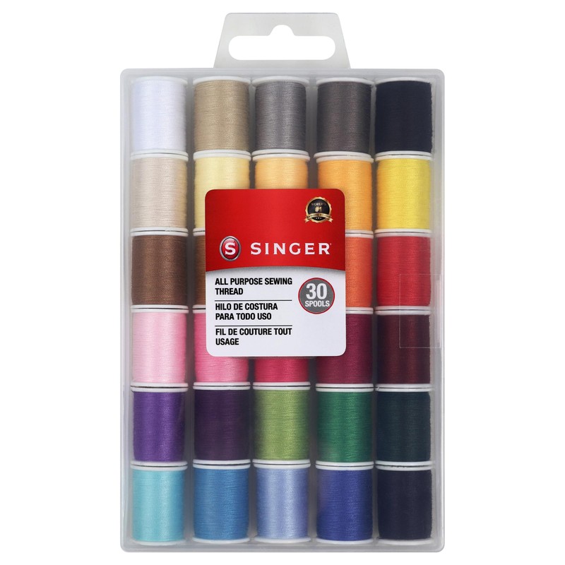 SINGER Polyester Sewing Thread Set - 30 Assorted Colors, 50